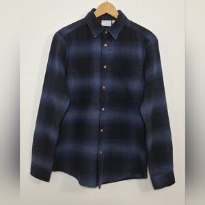 NWOT ASOS Navy and Black Checkered Button-Down Shirt
